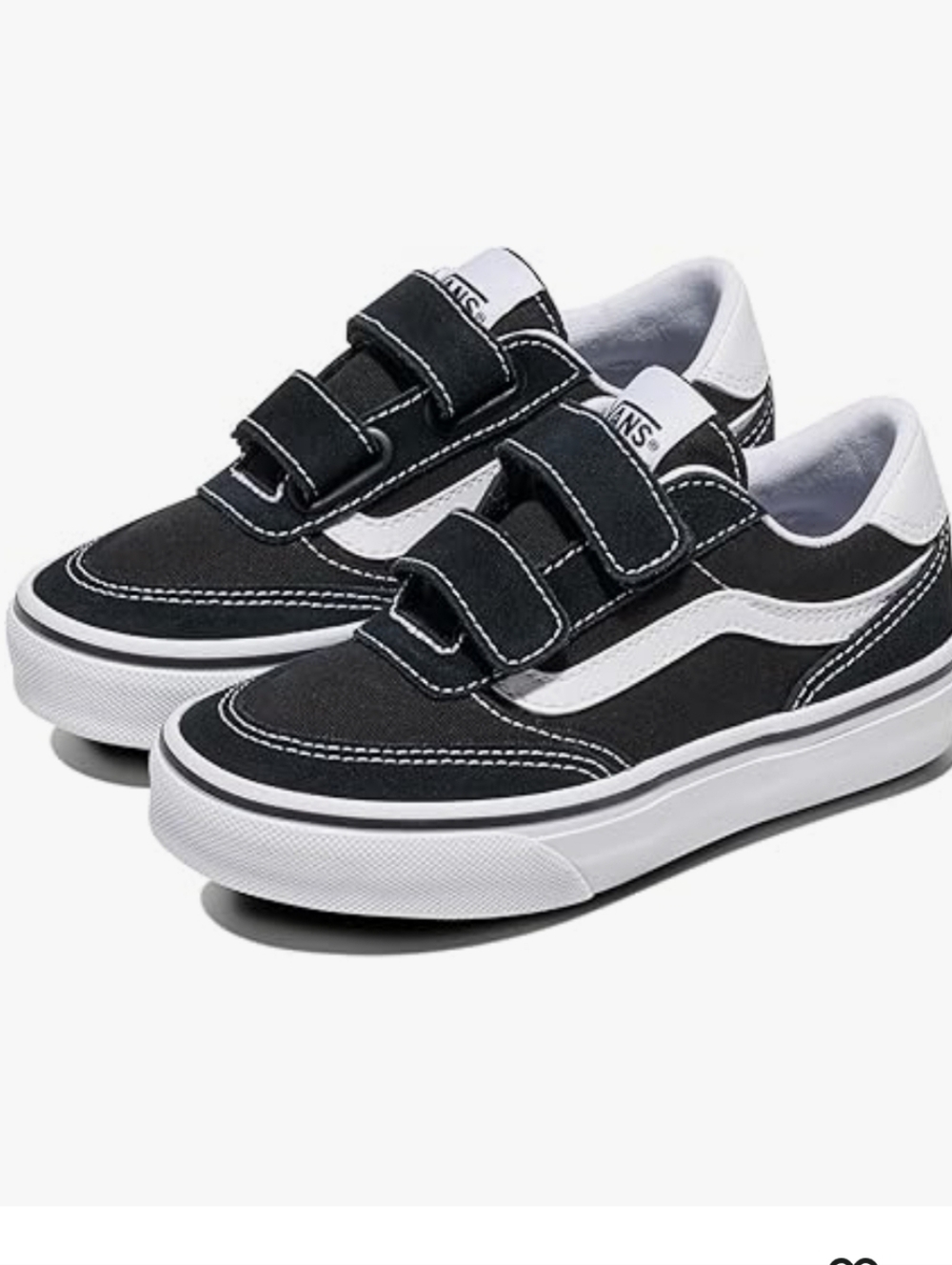 Vans Brooklyn Velcro Black White Sneakers 12.5 Toddler New